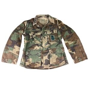 Vintage US Air Force Woodland Camo Combat Coat Hot Weather Ripstop Small Jacket